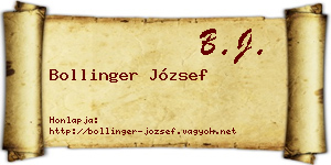 Bollinger József névjegykártya
